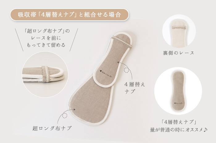 羽根つき一体型・超ロング布ナプキン」 - 「オーガニックリネンの布